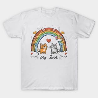 My Rainbow Cat is My Valentine T-Shirt